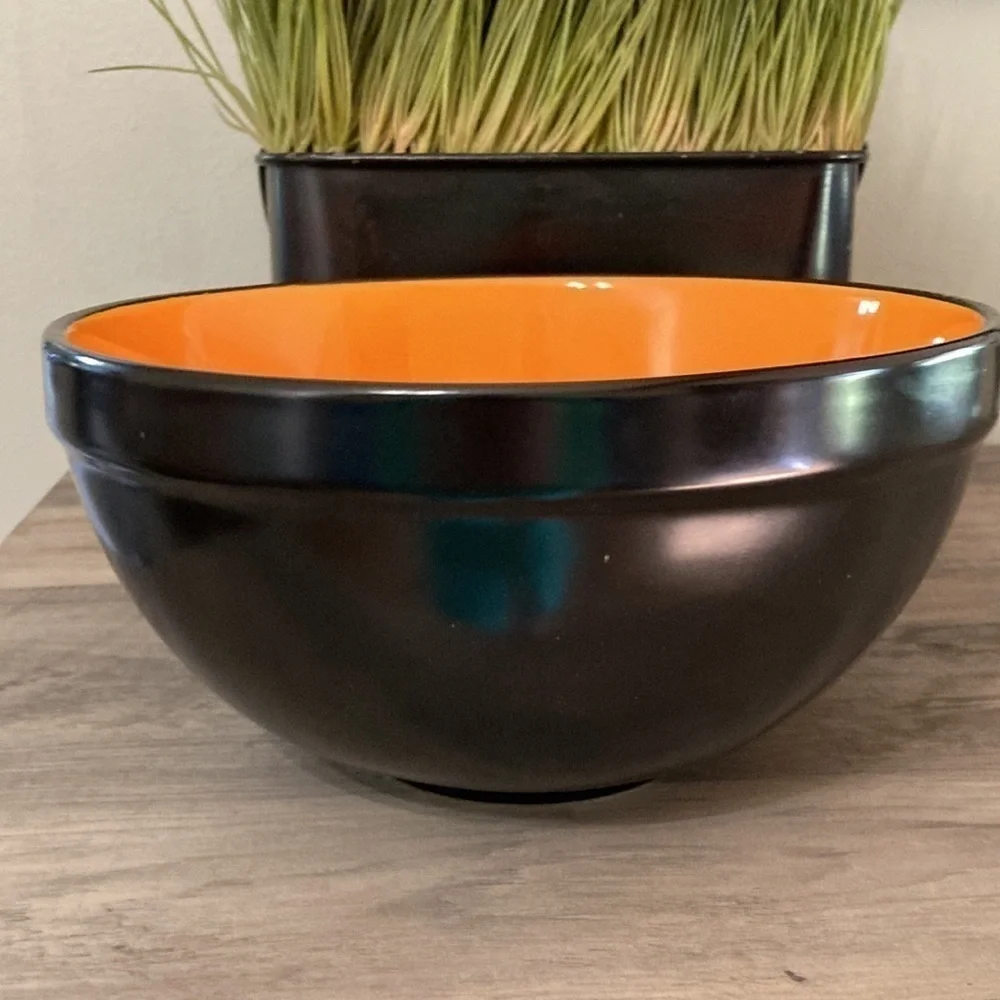 Rae Dunn HALLOWEEN TRICKS CERAMIC Black and Orange Halloween BOWL